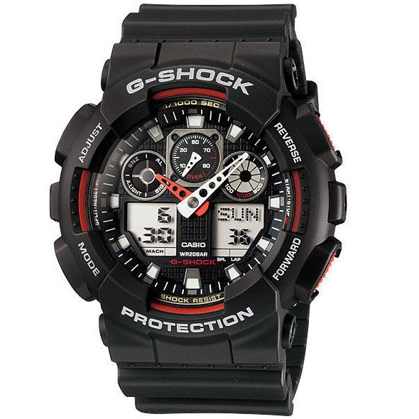 G Shock GA 100 1A4 Black and Red Men s 200m Sports Watch xTrend