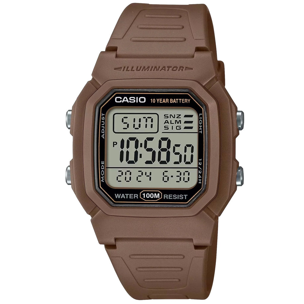 Casio Brown 100m Unisex Multi-Function Digital Sports Watch W-800H-5A