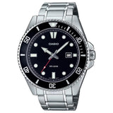 Casio Silver/Black Men's Stainless Steel 200m Divers Watch MDV-107D-1A1