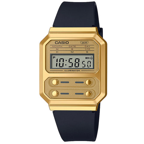 Casio Gold Black Retro Style Unisex Multifunction Digital Watch A100WEFG-9A