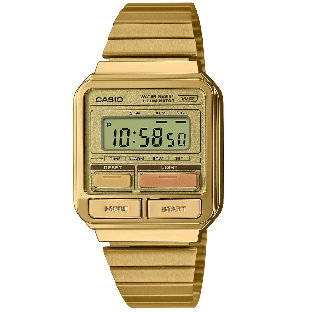 Casio Gold Future Retro Style Unisex Multifunction Digital Watch A120WEG-9A