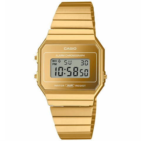 Casio A700WEVG-9A Gold Vintage Super Slim Stainless Steel Unisex Digital Watch