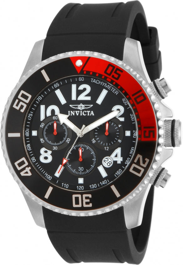 Invicta Pro Diver Black Red Men's 100m Quartz Chronograph Watch 15145