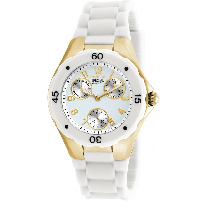 Invicta Angel Lady White and Gold Quartz Day Date Analog Watch 18796