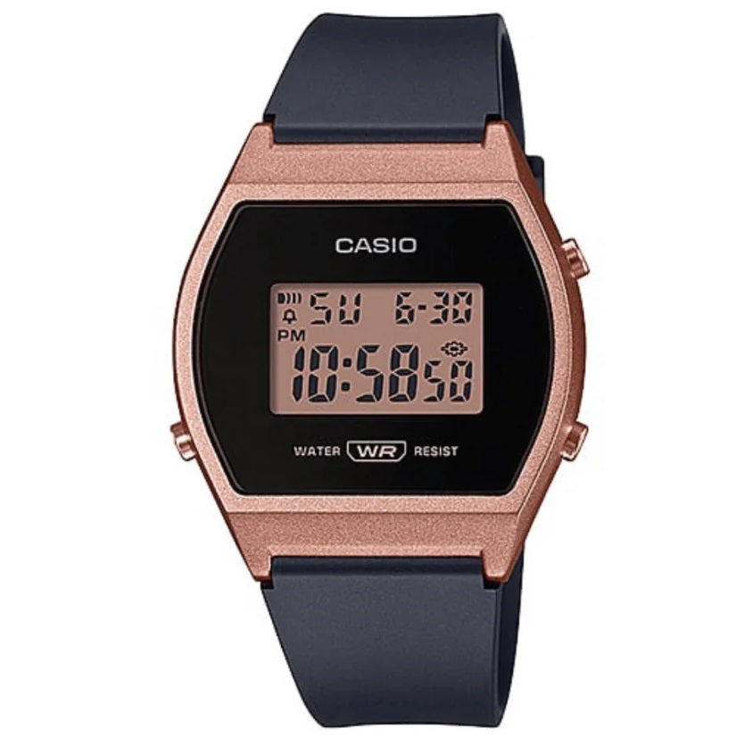 Casio Black/Rose Gold Women's 50m Digital Watch LW-204-1A