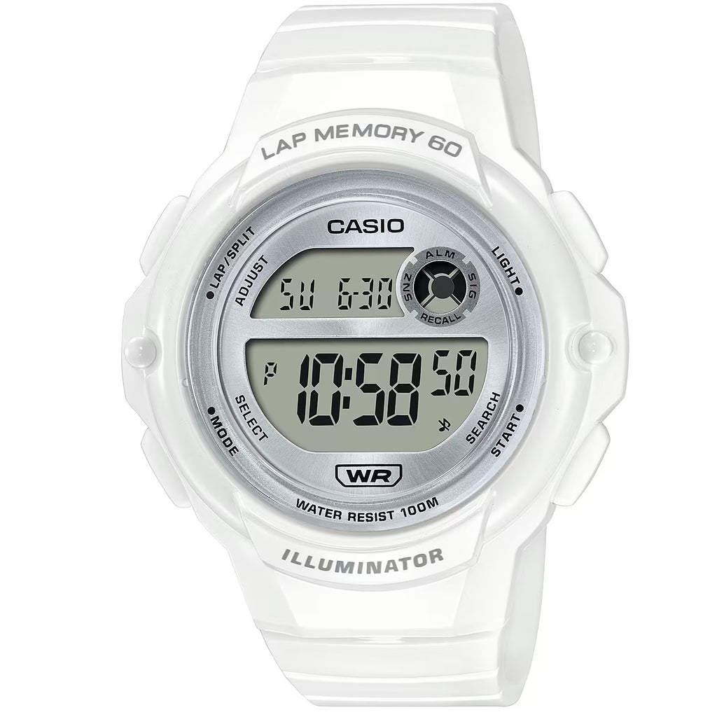 Casio White/Silver 100m Unisex Digital Sports Runners Watch LWS-1200H-7A1