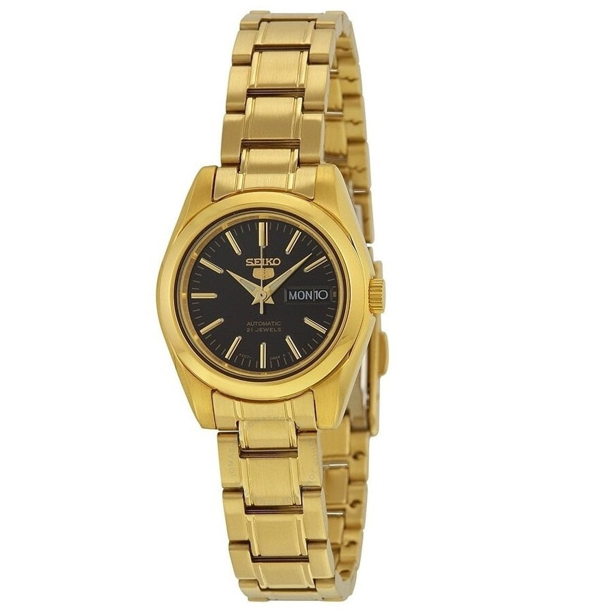 Seiko 5 SYMK22 K1 Gold with Black Dial Women's Automatic Analog Watch