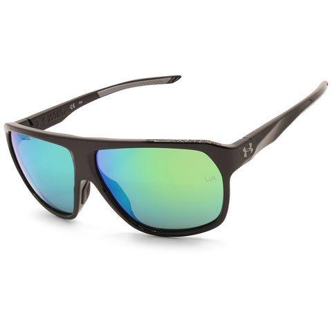 Under Armour Dominate Shiny Black/Green Mirror Unisex Fashion Sunglasses 807-V8