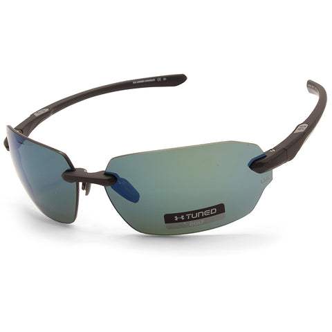 Under Armour Fire 2 Matte Black/Blue-Green Unisex Rimless Golf Sunglasses 807-V8