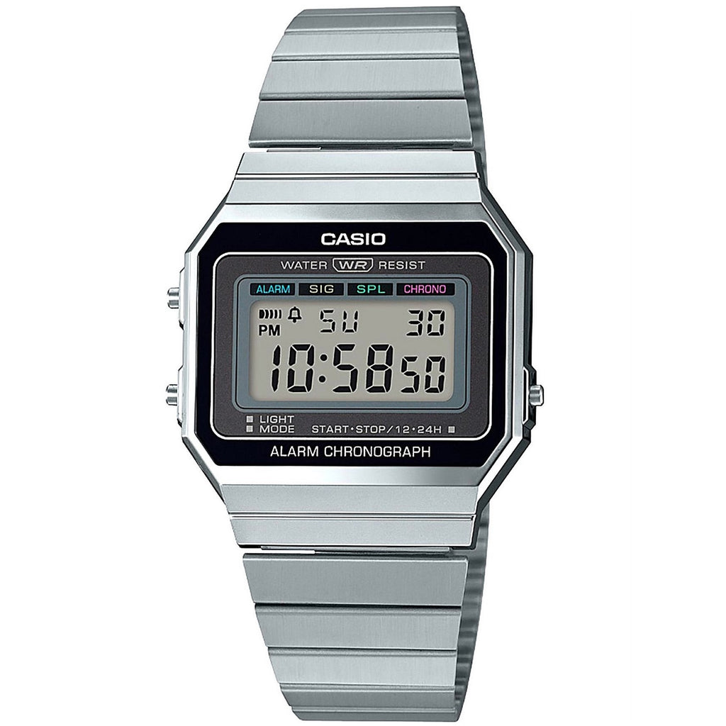 Casio A700W-1A Silver Vintage Series Super Slim Stainless Steel Unisex Digital Watch