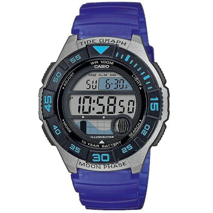 Casio W-753-2AV Blue Moon and Tide Graph Dual Time 4 Alarms Watch – Great  Watches