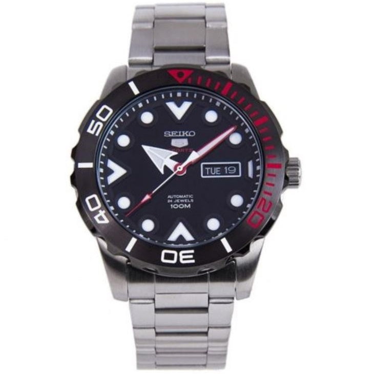 Seiko 5 Sports SRPA07 J1 Black Dial Stainless Steel Men s Analog