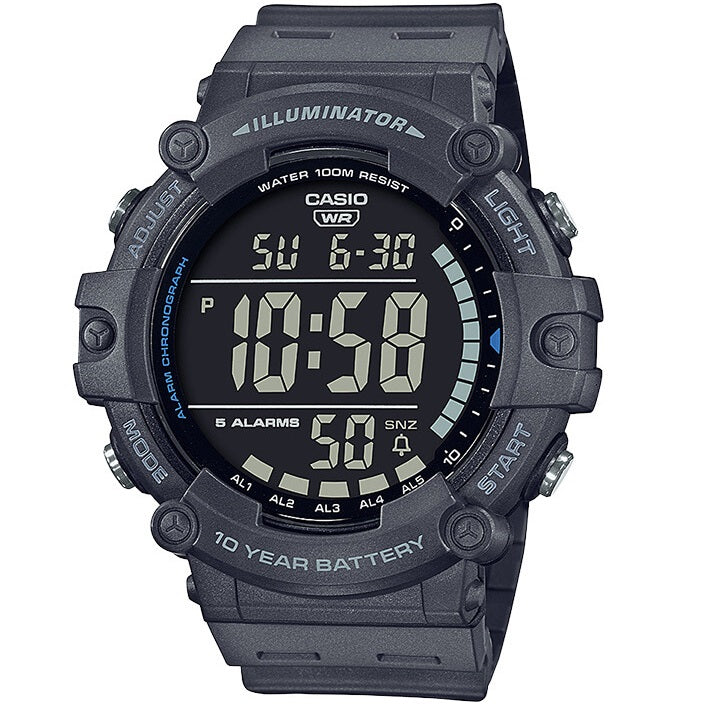 Casio Black Men's Dual Time 100m Multifunction Digital Sports Watch AE-1500WH-8B